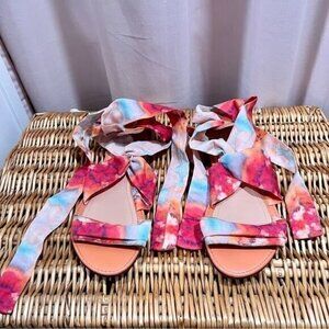 Anthropologie Jasper & Jeera‎ Watercolor Tie-Up Sandals